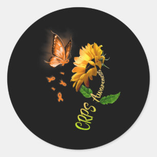 Butterfly Sunflower Crps Awareness  Classic Round Sticker