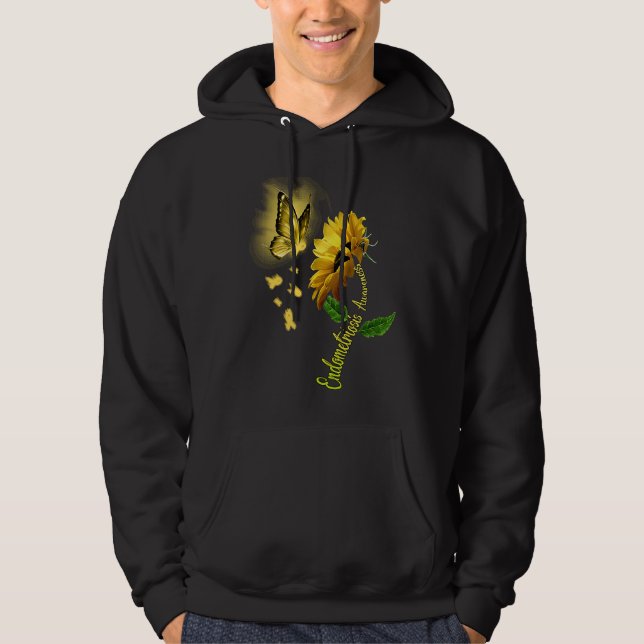Butterfly Sunflower Endometriosis Awareness Hoodie (Front)