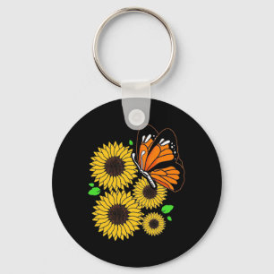 Butterfly Sunflower Garden Keychain