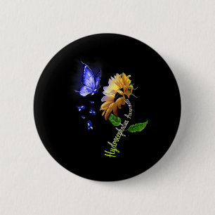 Butterfly Sunflower Hydrocephalus Awareness 2 Inch Round Button