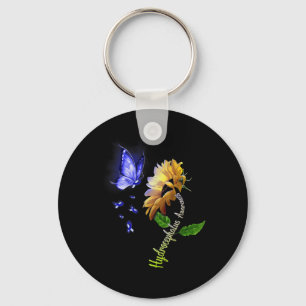 Butterfly Sunflower Hydrocephalus Awareness 2 Keychain