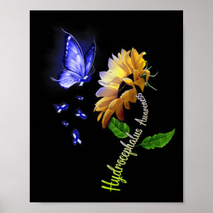 Butterfly Sunflower Hydrocephalus Awareness 2 Poster