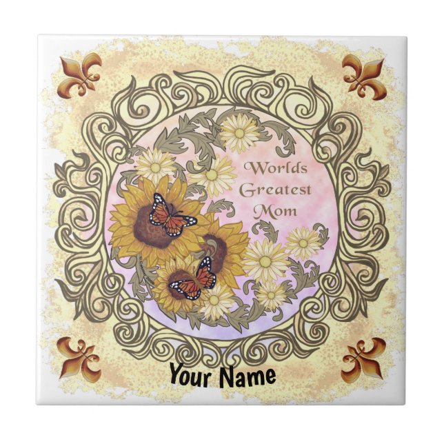 Butterfly Sunflower Mom  Tile (Front)