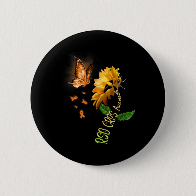 Butterfly Sunflower Rsd Crps Awareness 1  2 Inch Round Button (Front)