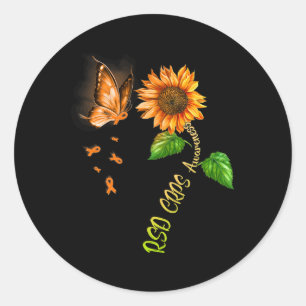 Butterfly Sunflower Rsd Crps Awareness Classic Round Sticker