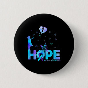 Butterfly Sunflower Suicide Prevention Awareness  2 Inch Round Button