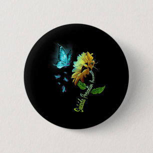 Butterfly Sunflower Suicide Prevention Awareness  2 Inch Round Button