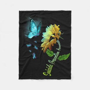 Butterfly Sunflower Suicide Prevention Awareness Fleece Blanket