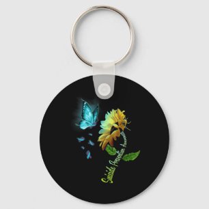 Butterfly Sunflower Suicide Prevention Awareness Keychain