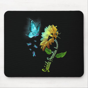 Butterfly Sunflower Suicide Prevention Awareness  Mouse Pad