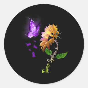 Butterfly Sunflower Turner Syndrome Awareness  Classic Round Sticker
