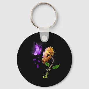 Butterfly Sunflower Turner Syndrome Awareness  Keychain