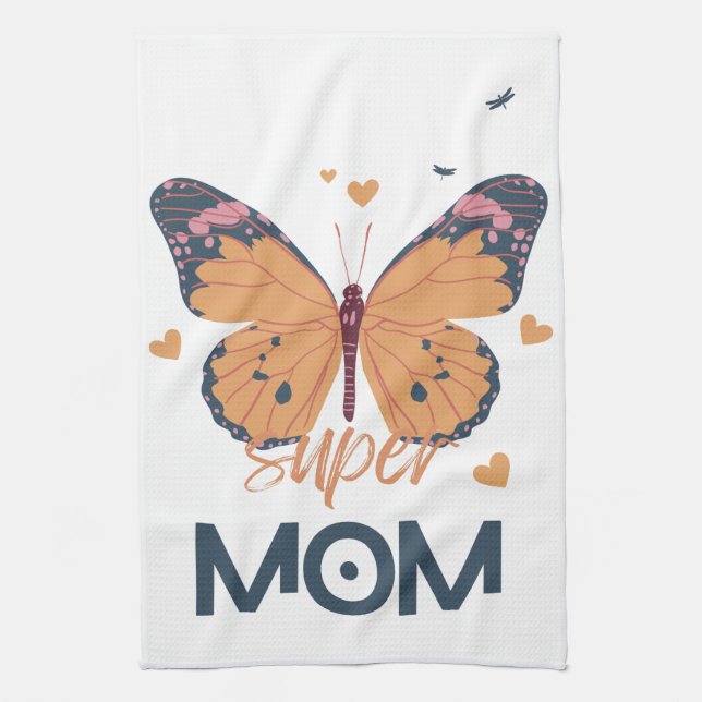 Butterfly Super MOM Kitchen Towel (Vertical)