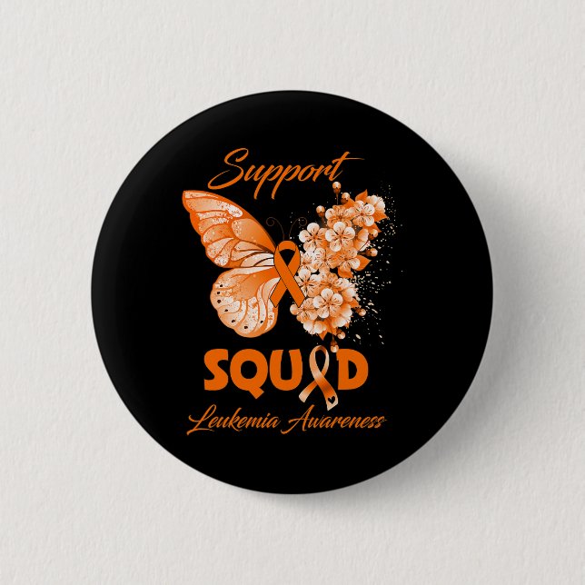 Butterfly Support Squad Leukaemia Awareness  2 Inch Round Button (Front)