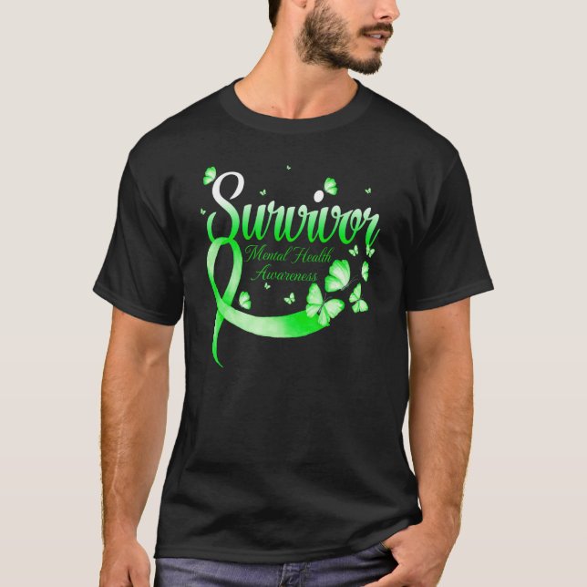 Butterfly Survivor Mental Health Awareness T-Shirt (Front)