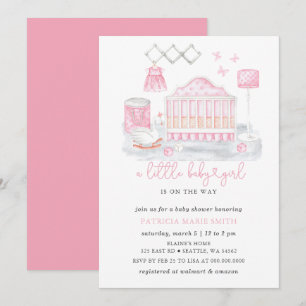 Butterfly Swan Princess Pink Girl Baby Shower Invitation