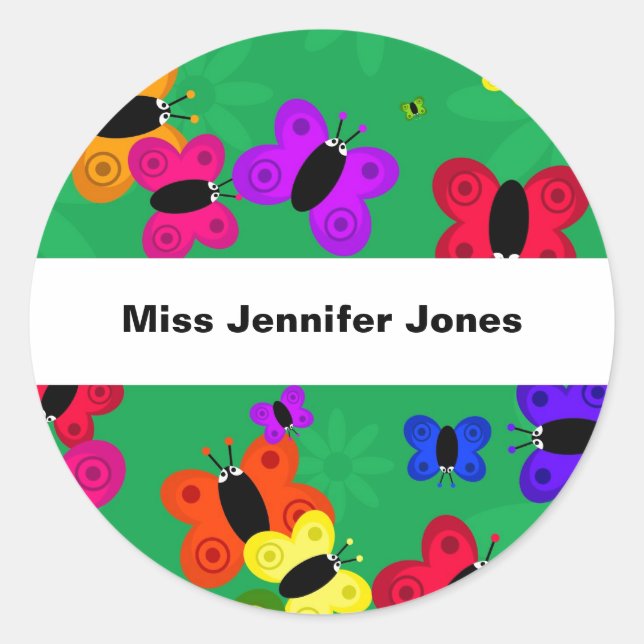 Butterfly Swarm Classic Round Sticker (Front)