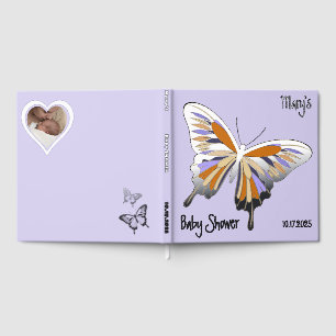 Butterfly Sweet Palette Baby Shower Silver Foil  Guest Book