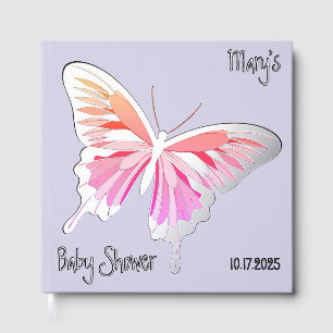 Butterfly Sweet Palette Baby Shower Silver Foil  Guest Book