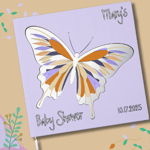 Butterfly Sweet Palette Baby Shower Silver Foil  Guest Book