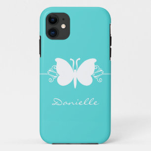 Butterfly Swirl BT iPhone 5 Case, Aqua 11 Case