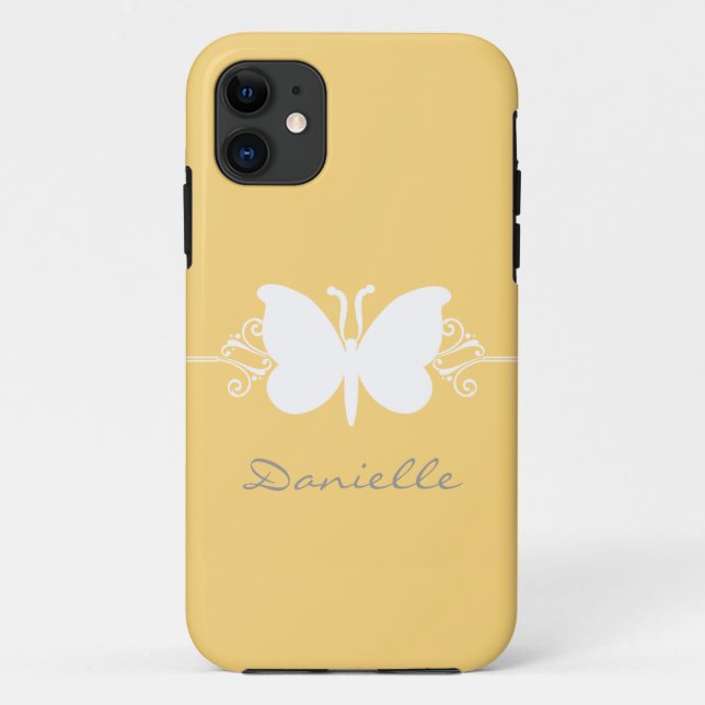Butterfly Swirl BT iPhone 5 Case, Yellow Case-Mate iPhone Case (Back)