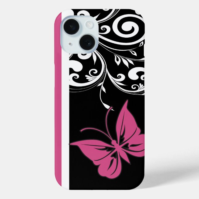 Butterfly Swirls Cranberry Pink Case-Mate iPhone Case (Back)
