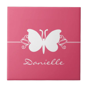 Butterfly Swirls Tile, Pink Tile