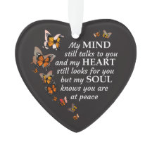 Butterfly Sympathy Keepsake Heart Acrylic Ornament
