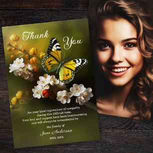 Butterfly Sympathy Photo Thank You Card