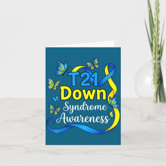 Butterfly t21 support world down syndrome awarenes card (Front)