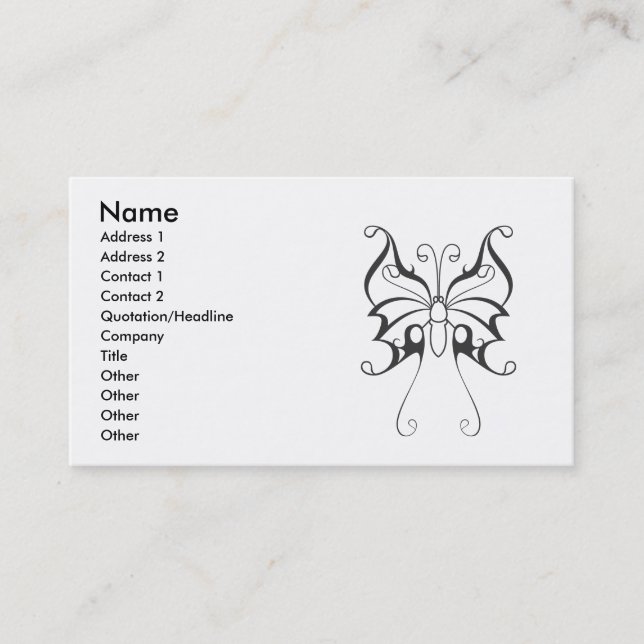 butterfly-tattoo-vector-1, Name, Address 1, Add... Business Card (Front)