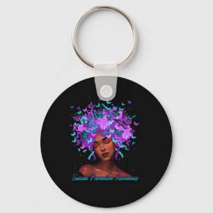 Butterfly Teal And Purple Suicide Prevention Aware Keychain