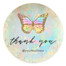 butterfly thank you classic round sticker