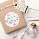 Butterfly Thank you favour Classic Round Sticker<br><div class="desc">Custom favour sticker for favours. Great for Bridal showers,  Baby shower,  Birthdays, ... </div>