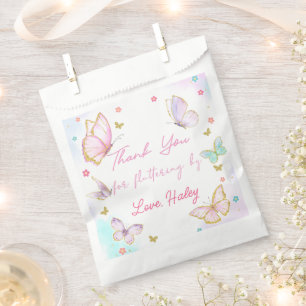 Butterfly Thank You Fluttering By Girl Birthday Favour Bag