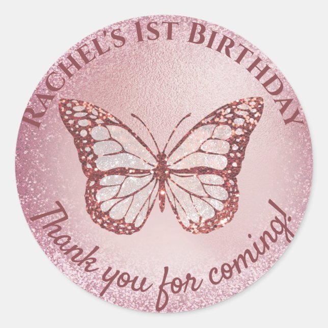 Butterfly thank you for coming classic round sticker (Front)