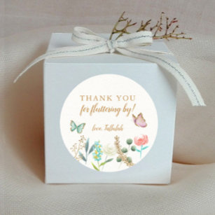 Butterfly Thank You For Fluttering By Party Favour Classic Round Sticker
