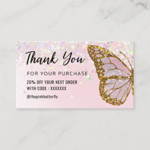 butterfly thank you for your purchase  business ca card