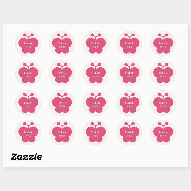 Butterfly thank you sticker  (Sheet)
