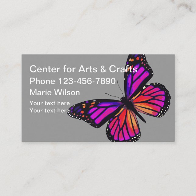 Butterfly Theme Arts And Crafts Business Card (Front)