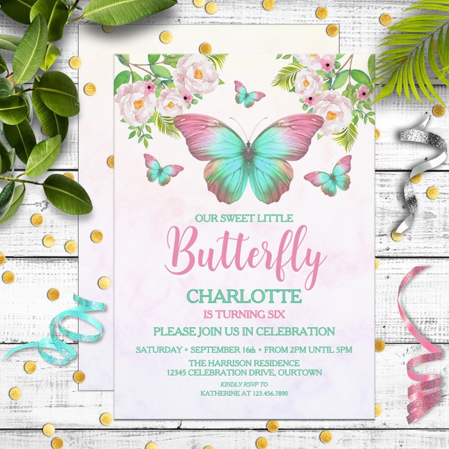 Butterfly Theme Girl's Birthday Party Invitation (Creator Uploaded)