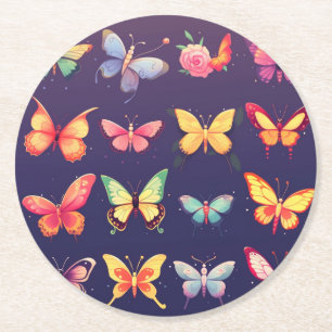 Butterfly themed, tableware, cute butterfly round paper coaster
