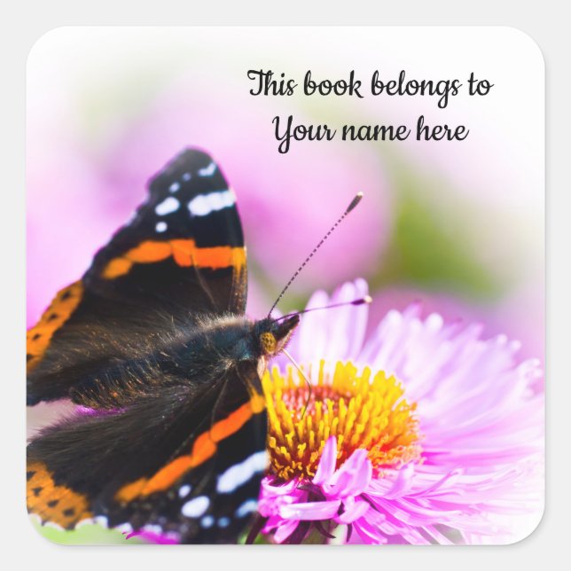 Butterfly "This book belongs to" sticker (Front)