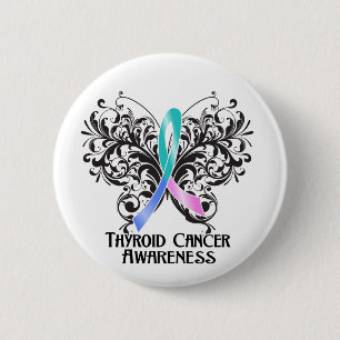 Butterfly Thyroid Cancer Awareness 2 Inch Round Button