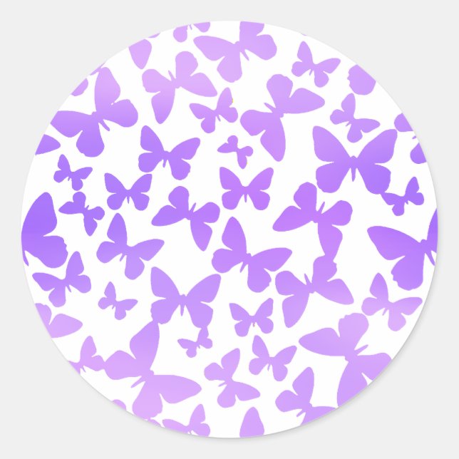 Butterfly Toss (Lavender) Classic Round Sticker (Front)