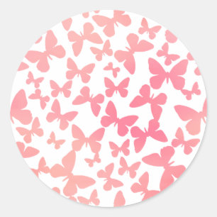 Butterfly Toss (Peach) Classic Round Sticker