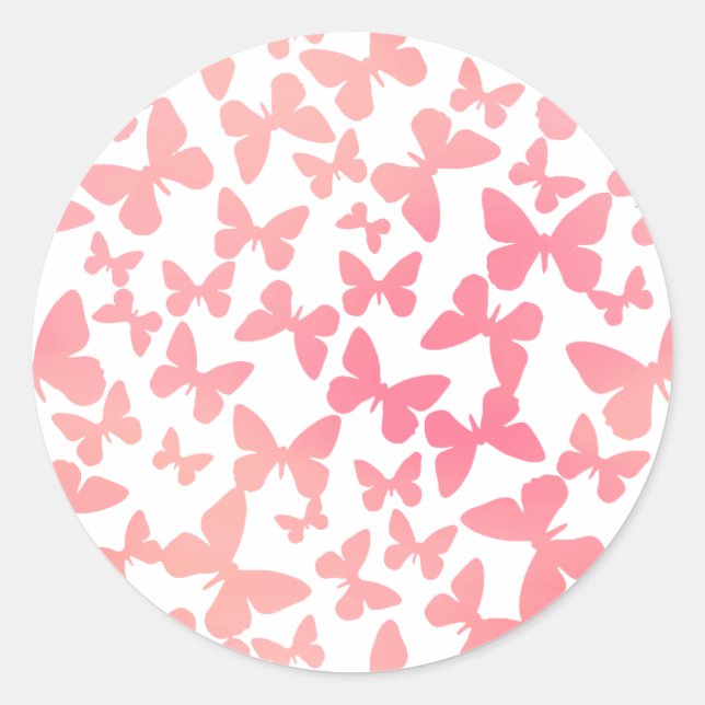 Butterfly Toss (Peach) Classic Round Sticker (Front)