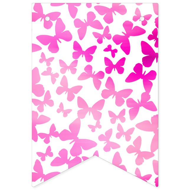 Butterfly Toss (Pink) Bunting Flags (First Flag)
