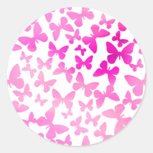 Butterfly Toss (Pink) Classic Round Sticker